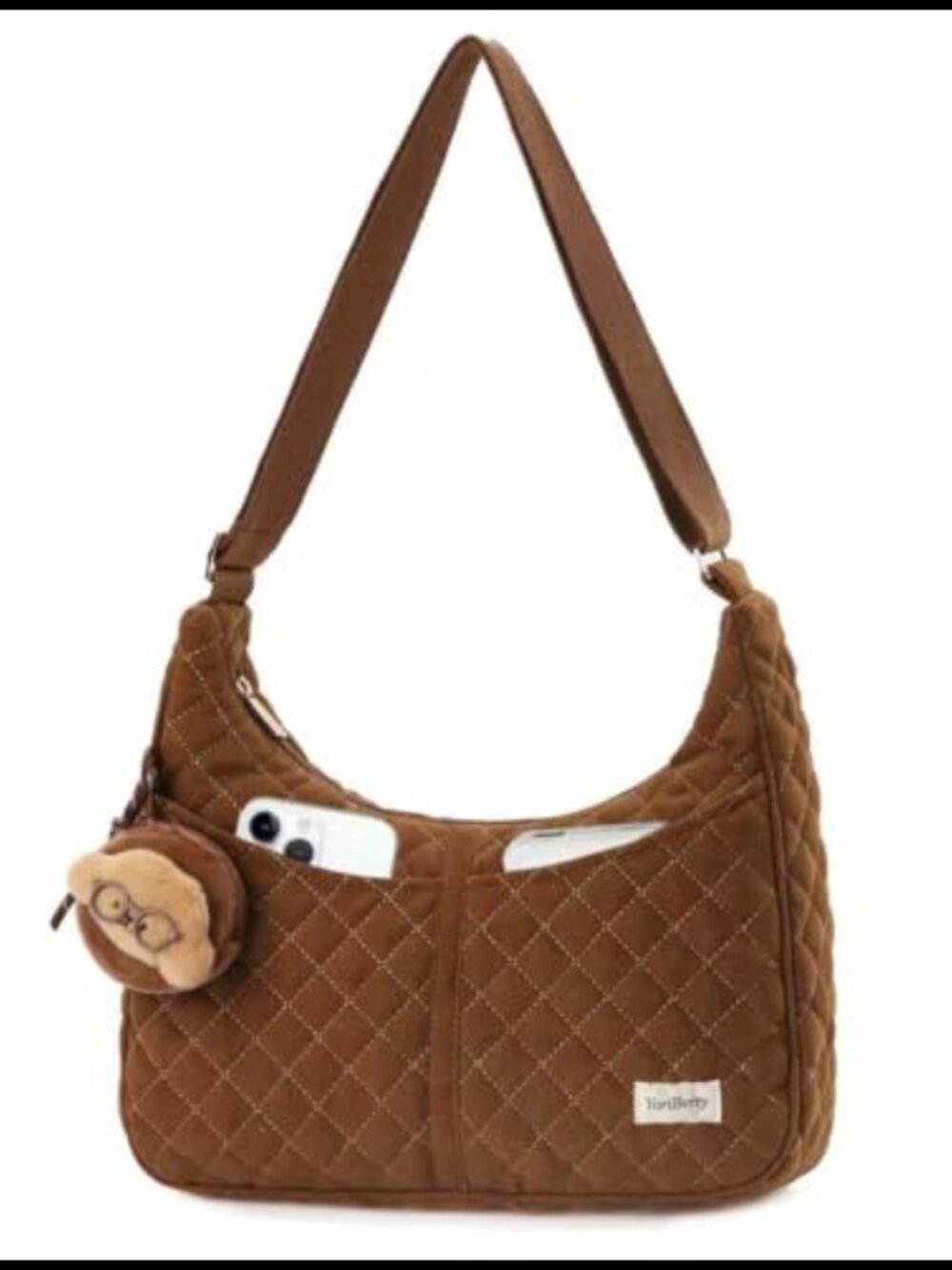 Quilted Hobo Shoulder Bag Adjustable Strap Zipper Crossbody Purse